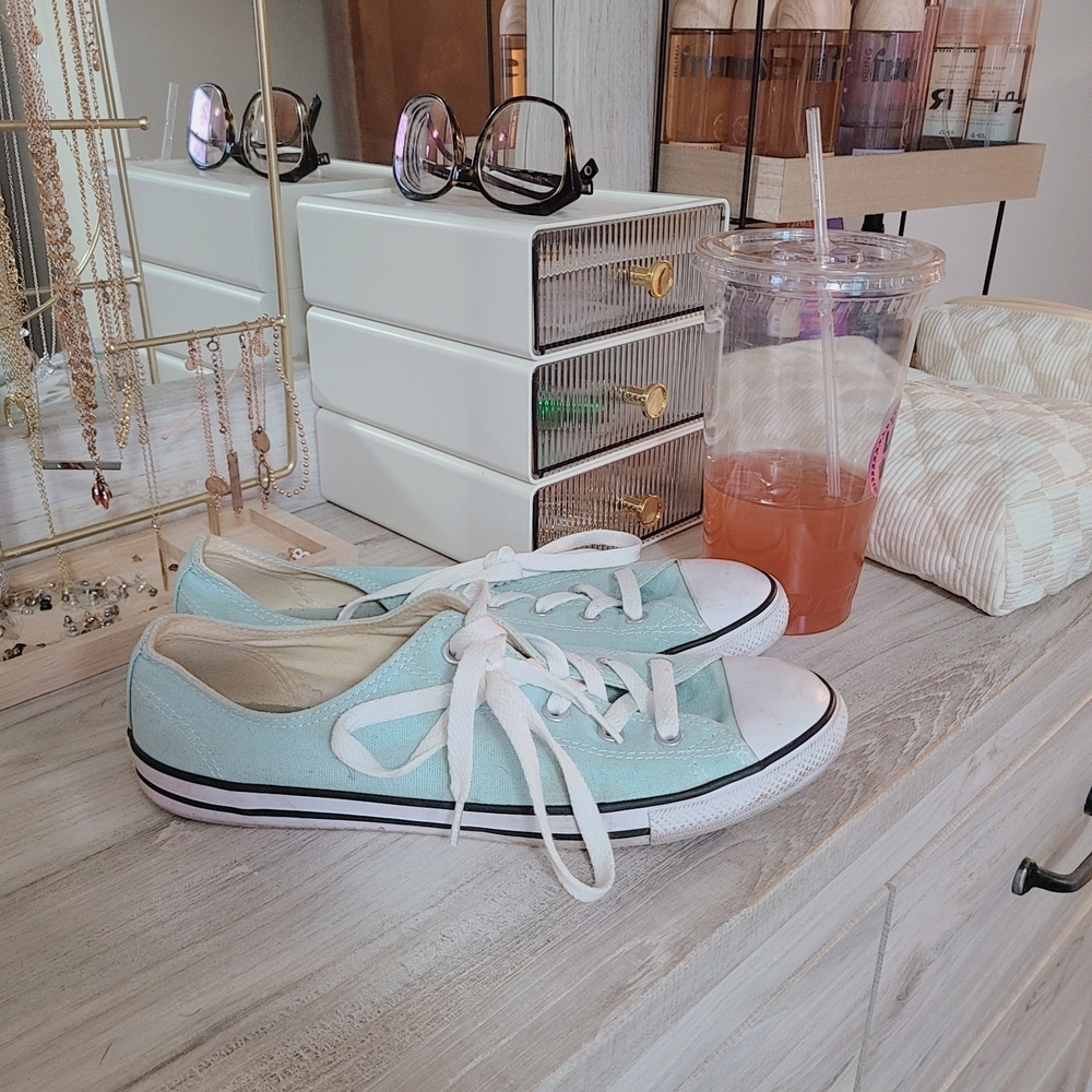 Converse Low-Top Sneakers in Light Blue with White Trim